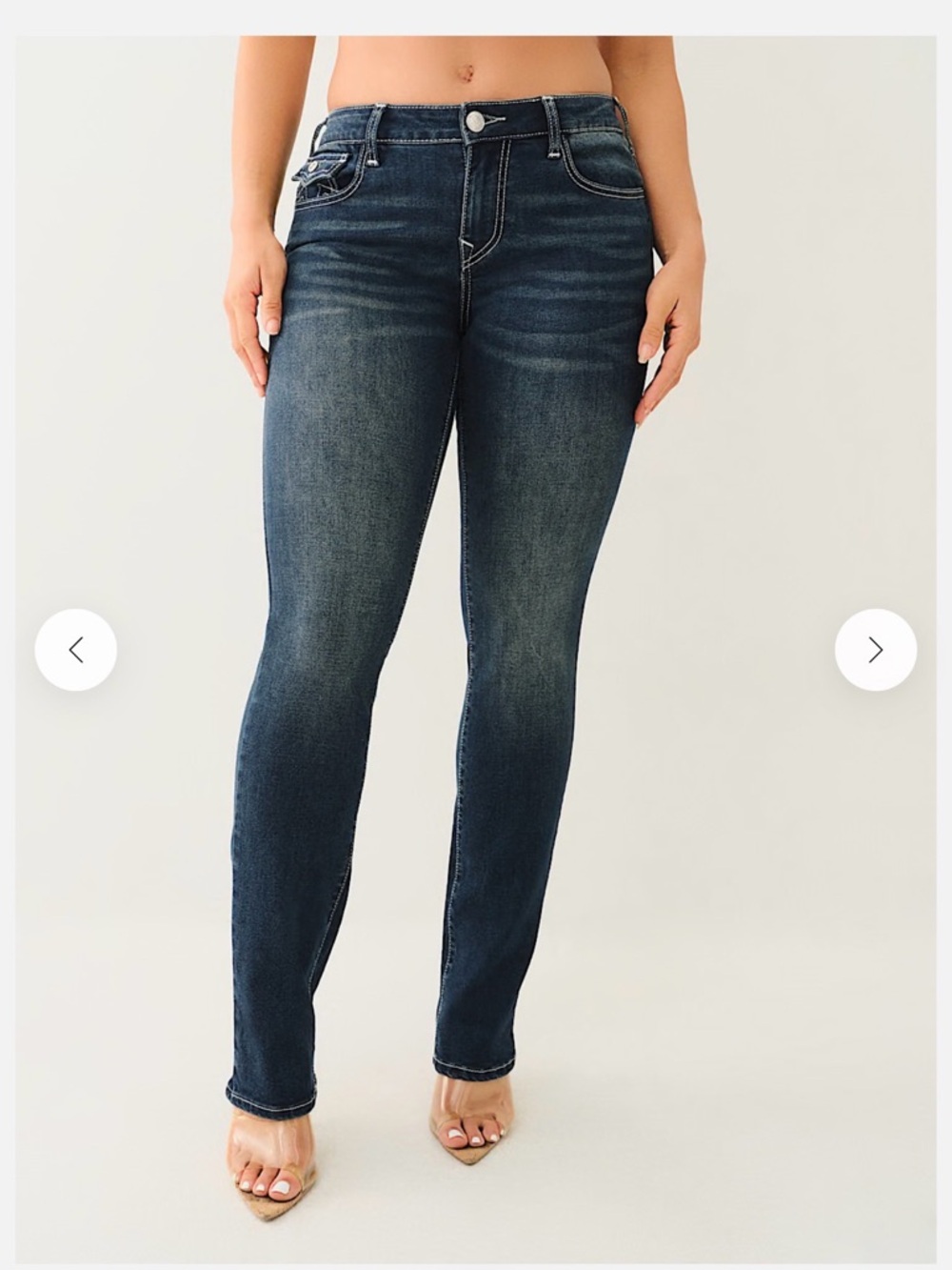 True Religion Billie Mid Rise Flap Straight Jean NEW